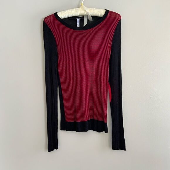 Kenzie Black and Red striped Lite Weight Sweater - Picture 1 of 15